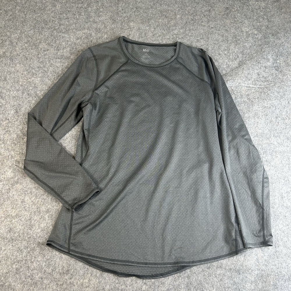 REI‎ Co-op Midweight Long Sleeve Baselayer Top Womens Large Gray Tee Outdoor